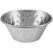 A silver stainless steel round sauce cup with a hammered texture.