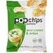 A close up of a bag of Popchips Sour Cream & Onion chips.