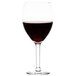 A Libbey Vino Grande wine glass filled with red wine.