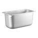 A 1/3 size stainless steel hotel pan with a lid.