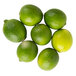 A case of fresh limes on a white background.