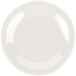 A white melamine pie plate with a wide rim.