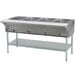 An Eagle Group stainless steel steam table with open wells on a counter.