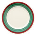A white Portofino plate with a red and green diamond border.
