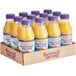 A cardboard box of 12 Nantucket Nectars Premium Orange Juice bottles.