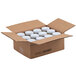 A cardboard box containing 12 white containers of Pilsudski Polish Style Horseradish Mustard with white lids.