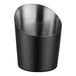 An Acopa black stainless steel French fry holder with an angled top.