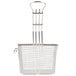 A stainless steel Cecilware fryer basket with a left hook handle.