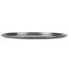A black Chicago Metallic Hard Coat Anodized Aluminum pizza pan with a rim.