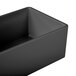 A black rectangular Cal-Mil melamine box on a counter.