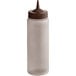 A brown plastic Vollrath squeeze bottle with a brown lid and a single tip.
