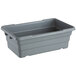 A gray plastic container with a lid.