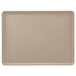 A rectangular taupe Cambro dietary tray with a small handle.