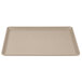 A rectangular taupe Cambro dietary tray with a plastic handle.