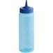 A blue plastic Vollrath Color-Mate squeeze bottle with a blue single tip lid.