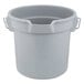A gray plastic bucket with a handle.