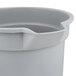 A Rubbermaid gray round bucket with a white background.