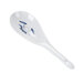 A white ladle with a blue Water Lily design on the handle.