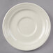 A Oneida cream white china saucer with a circular edge.