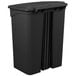 A black rectangular Lavex step-on trash can with a lid.