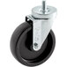 A black Swivel Stem Caster with a silver metal wheel.