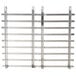A stainless steel metal grid with four metal bars in a white metal frame.