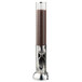 A Frilich dry food dispenser module with a glass top and metal base filled with brown grains.