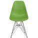 A Flash Furniture green plastic chair with metal legs.