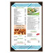 A Menu Solutions customizable hardboard menu board with a picture of a salad on it.