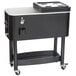 A black Choice beverage cooler cart with wheels.
