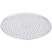 An American Metalcraft 20" Super Perforated Heavy Weight Aluminum Coupe Pizza Pan with holes in a silver circular metal tray.