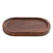 An American Metalcraft wooden oval shaped tray with a dark brown finish.