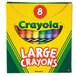 A yellow and white Crayola tuck box holding large crayons.