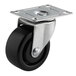 A 3" black swivel plate caster with a silver wheel.