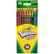 A green and yellow box of Crayola Twistables Colored Pencils with a white circle and white numbers on it.