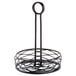 An American Metalcraft black wire birdnest condiment caddy with a round handle.