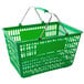 A Regency Green plastic shopping basket with metal handles.
