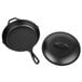 A Lodge pre-seasoned cast iron skillet with a lid.