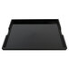A black Tablecraft Square Faux Slate Melamine tray with a handle.