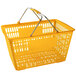 A yellow Regency shopping basket with metal handles.