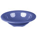 A close-up of a Carlisle Ocean Blue rimmed melamine fruit bowl. The bowl is blue with a white background.