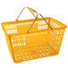 A yellow plastic Regency shopping basket with metal handles.