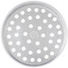 An American Metalcraft 7" Super Perforated Aluminum Pizza Pan with a circle in the middle.