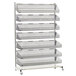 A Metro qwikSIGHT single-sided metal rack with seven basket shelves.