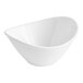 An Acopa bright white porcelain coupe bowl with a curved edge.