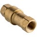 A brass Regency quick disconnect fitting with threaded valve and nut.
