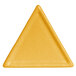 A yellow triangle-shaped G.E.T. Enterprises Bugambilia resin-coated aluminum platter.