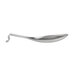 A Choice stainless steel spoon rest with a curved handle.