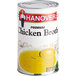 A Hanover 49 oz. can of chicken broth.