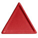 A cranberry red triangle shaped buffet platter.